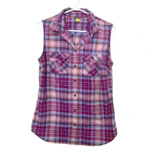 Eddie  Bauer 100% Nylon Sleeveless button down top with two front pockets